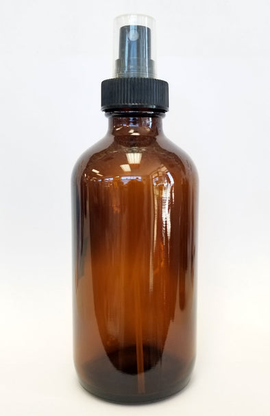 Amber Glass Bottle with Black Mister - 8 oz