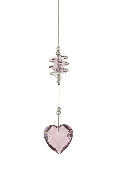 Beaded Crystal Heart Suncatcher – Pink