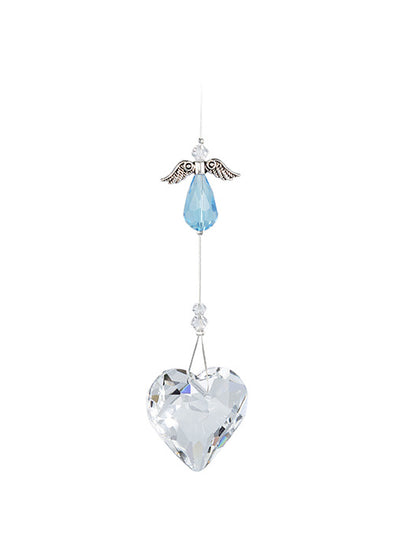 Angel Heart Crystal Suncatcher – Light Blue