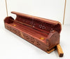 Wood Incense Coffin Box - Carved