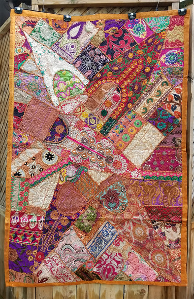 Handmade Tapestry Wall Hanging - Orange 3