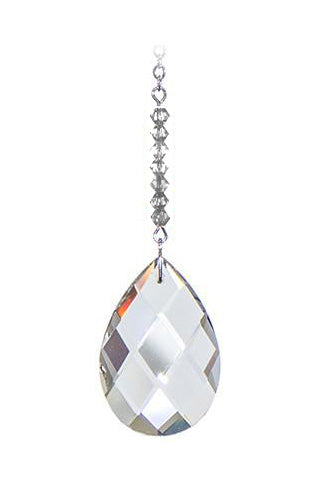 Small Faceted Diamond Cut Drop Crystal Suncatcher  – Clear