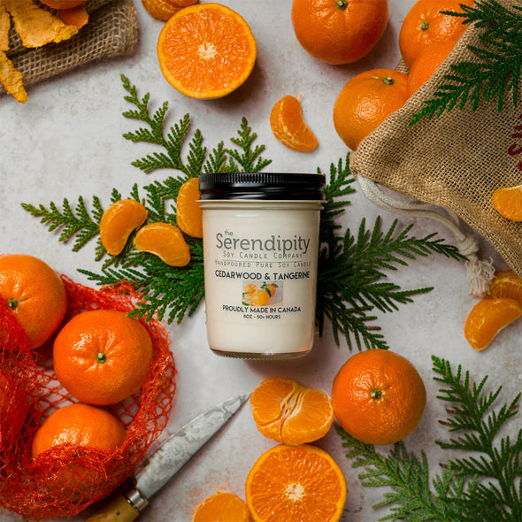 Pure Soy Wax Candle - Cedarwood and Tangerine