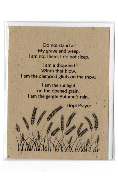 Plantable Greeting Card ~ Sympathy: Do not stand at my grave