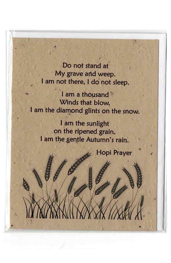 Plantable Greeting Card ~ Sympathy: Do not stand at my grave