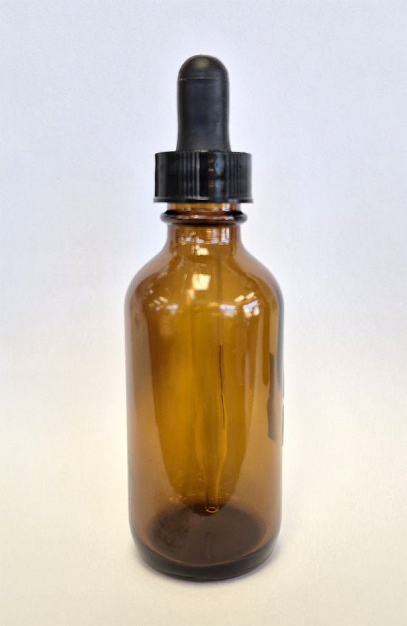 Amber Glass Bottle with Glass Dropper - 2 oz / 60 ml