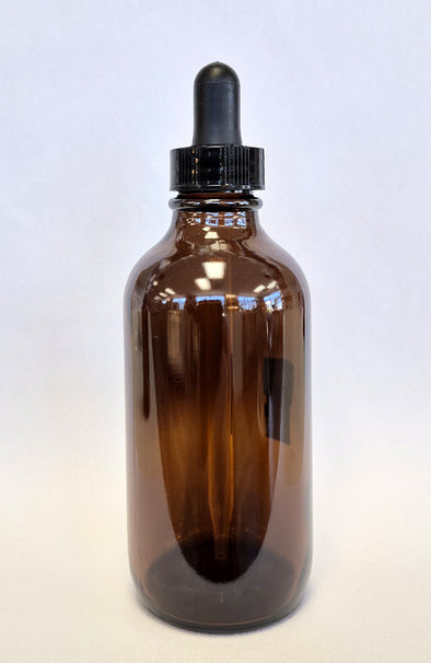 Amber Glass Bottle with Glass Dropper - 4 oz / 110 ml