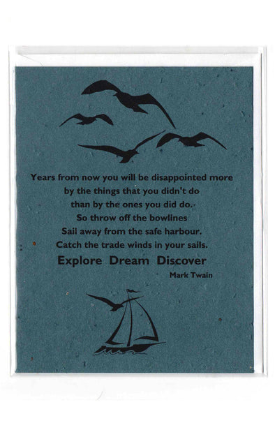 Plantable Greeting Card ~ Encouagement: Sail away from the safe harbour