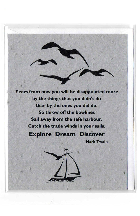 Plantable Greeting Card ~ Encouagement: Sail away from the safe harbour