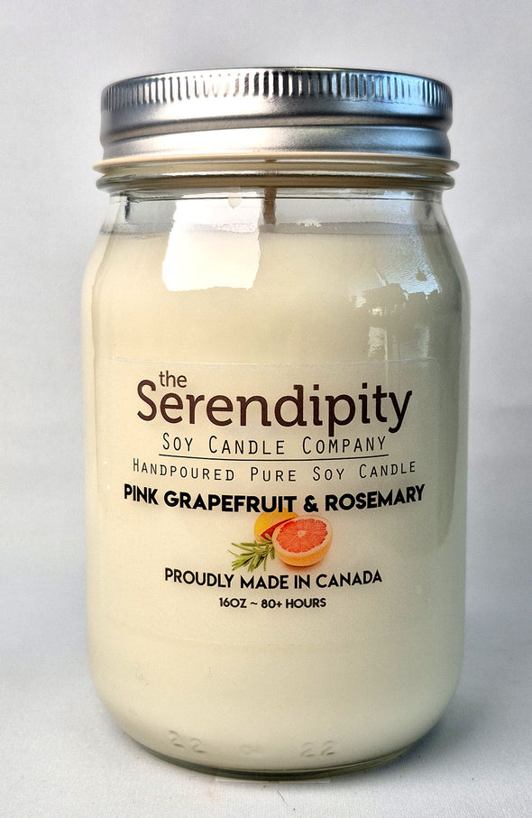 Pure Soy Wax Candle - Pink Grapefruit & Rosemary
