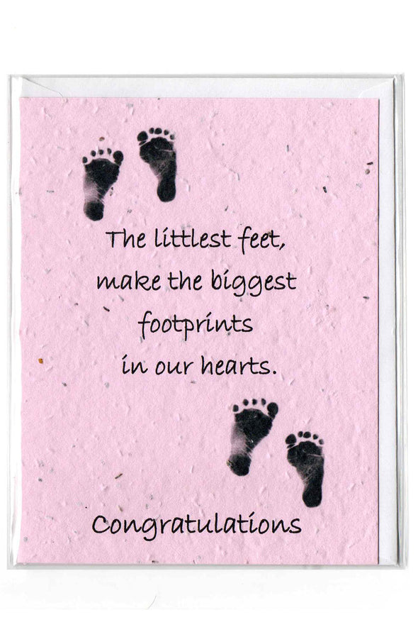 Plantable Greeting Card ~ New Baby: The littlest feet make the biggest footprints.