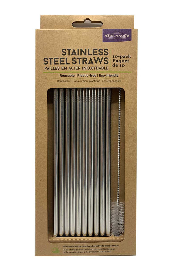 Stainless Steel Reusable Straws - Set of 10