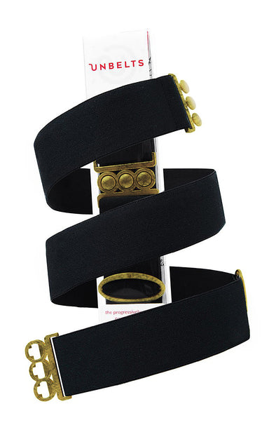 Unbelts Stretch Belt ~ Black with Bronze Buckle