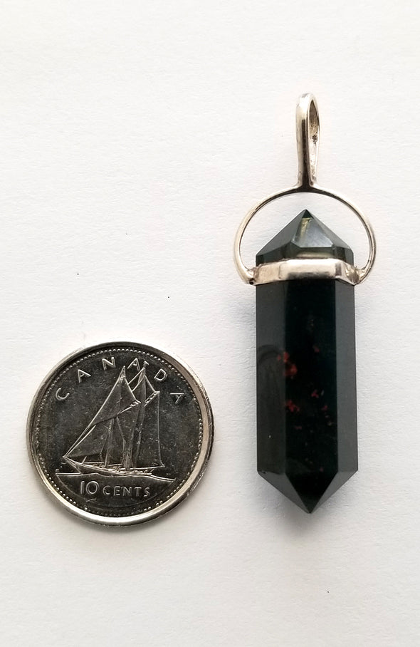 Gemstone Point with Sterling Silver - Bloodstone 03