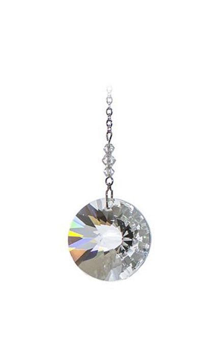 Small Faceted Disk Crystal Suncatcher  – Clear