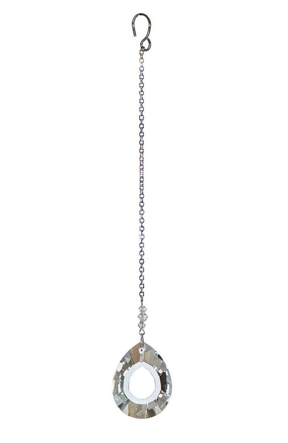 Small Faceted Flat Drop Crystal Suncatcher  – Clear