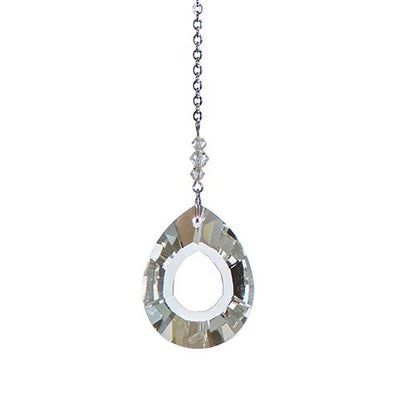 Small Faceted Flat Drop Crystal Suncatcher  – Clear