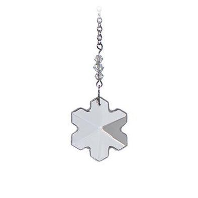 Small Faceted Snowflake Crystal Suncatcher  – Clear