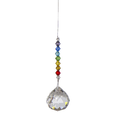 Mini Faceted Sphere Crystal Suncatcher  – Chakra