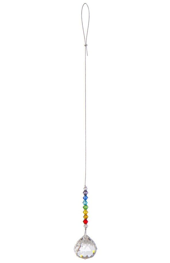 Mini Faceted Sphere Crystal Suncatcher  – Chakra