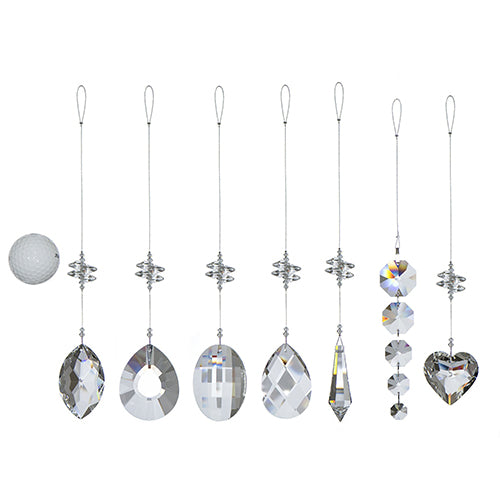 Large Faceted Icicle Crystal Suncatcher  – Clear Beaded