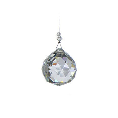 Large Faceted Sphere Crystal Suncatcher  – Clear Beaded