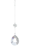 Large Faceted Flat Drop Crystal Suncatcher  – Clear Beaded