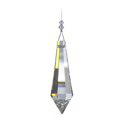 Large Faceted Icicle Crystal Suncatcher  – Clear Beaded