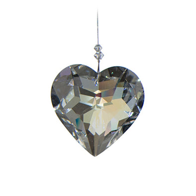 Large Faceted Heart Crystal Suncatcher  – Aurora Borealis (Iridescent) Finish