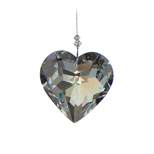 Large Faceted Heart Crystal Suncatcher  – Aurora Borealis (Iridescent) Finish
