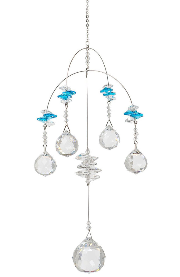 Double Rainbow Mobile Crystal Suncatcher  – Light Blue