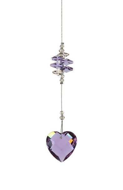 Beaded Crystal Heart Suncatcher – Lilac