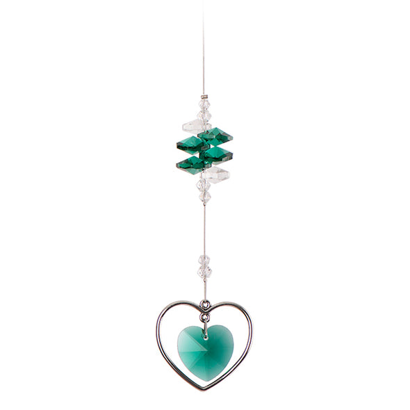 Beaded Crystal Double Heart Suncatcher – Jade