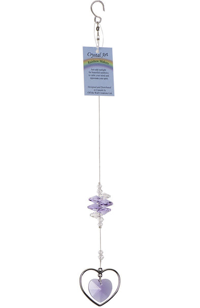 Beaded Crystal Double Heart Suncatcher – Lilac