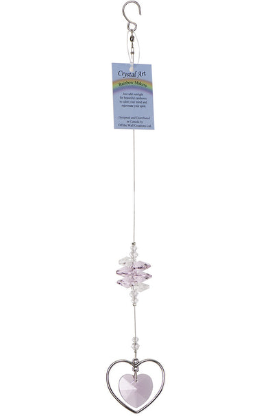 Beaded Crystal Double Heart Suncatcher – Pink