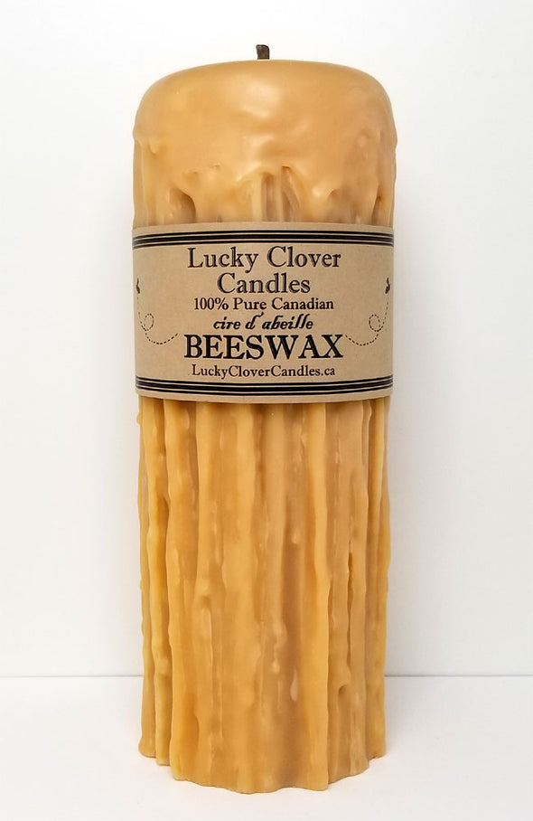 100% Pure Beeswax Hand Dripped Pillar 3"x9" - Golden