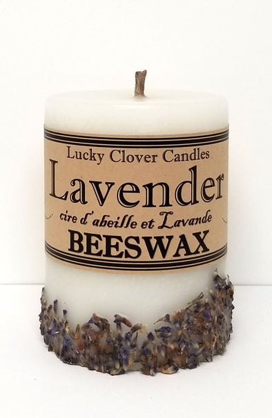 100% Pure Beeswax Lavender Candle 3"x4"