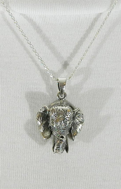 Sterling Silver Elephant Head Pendant 1