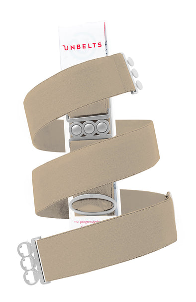 Unbelts Stretch Belt ~ Sand Dune with Silver Buckle