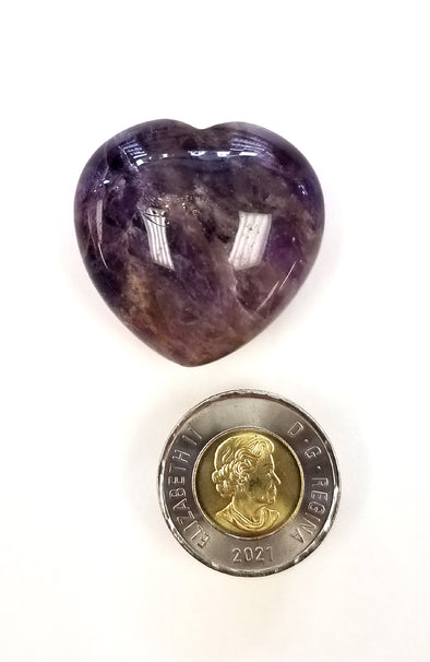 Polished Gemstones - Chevron Amethyst Hearts