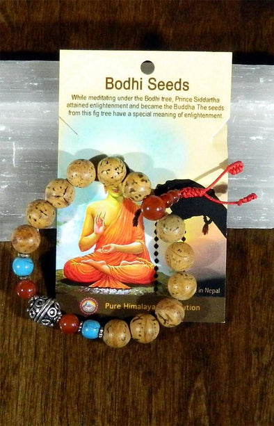 Mala Bracelet - Bodhi Seed with Carnelian & Turquoise