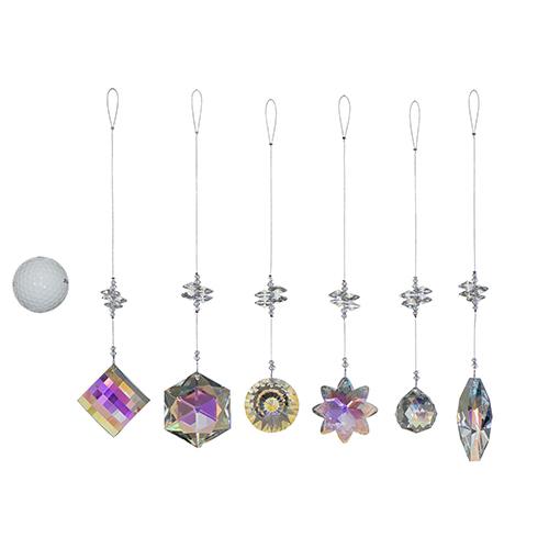 Large Faceted Diamond Crystal Suncatcher  – Aurora Borealis (Iridescent) Finish