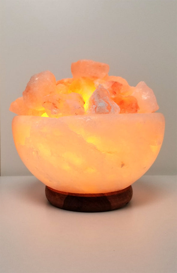 Himalayan Salt Lamp ~ Carved 8" Firebowl