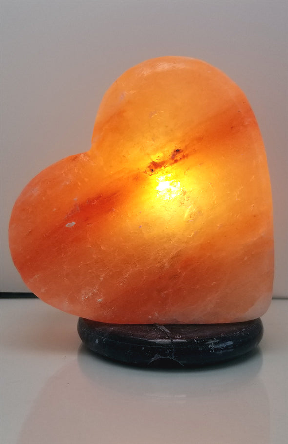 Himalayan Salt Lamp ~ Carved 6" Heart with Marble Base