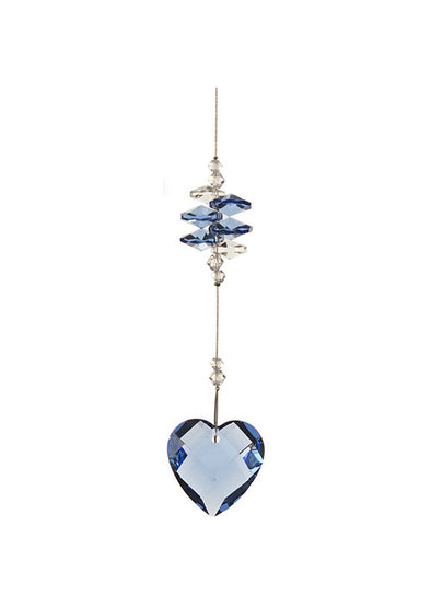 Beaded Crystal Heart Suncatcher – Blue