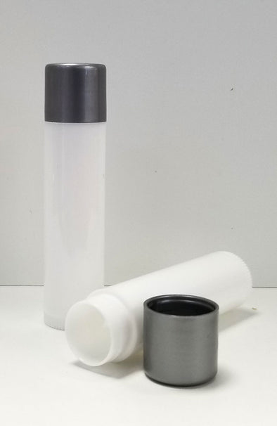 Lip Balm Tube - White Body/Silver Cap 4.5ml Package of 2
