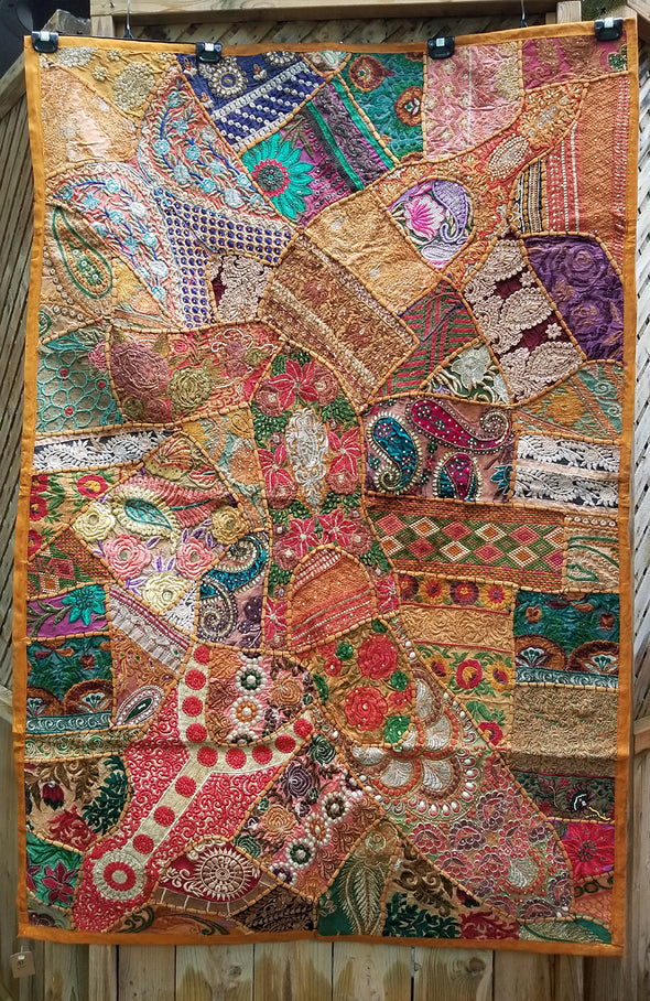 Handmade Tapestry Wall Hanging - Orange 1