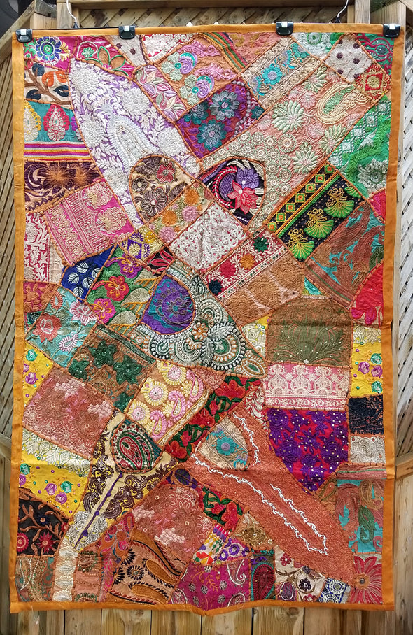 Handmade Tapestry Wall Hanging - Orange 2