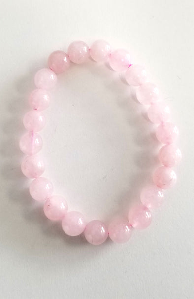 Gemstone Bead Bracelet - Rose Quartz 8 mm