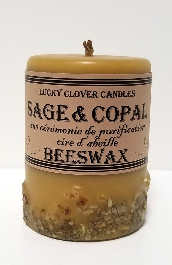 100% Pure Beeswax White Sage & Copal Candle 3"x4"